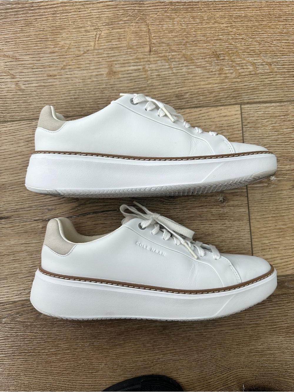 Cole Haan White Leather Sneakers - Picture 2 of 5